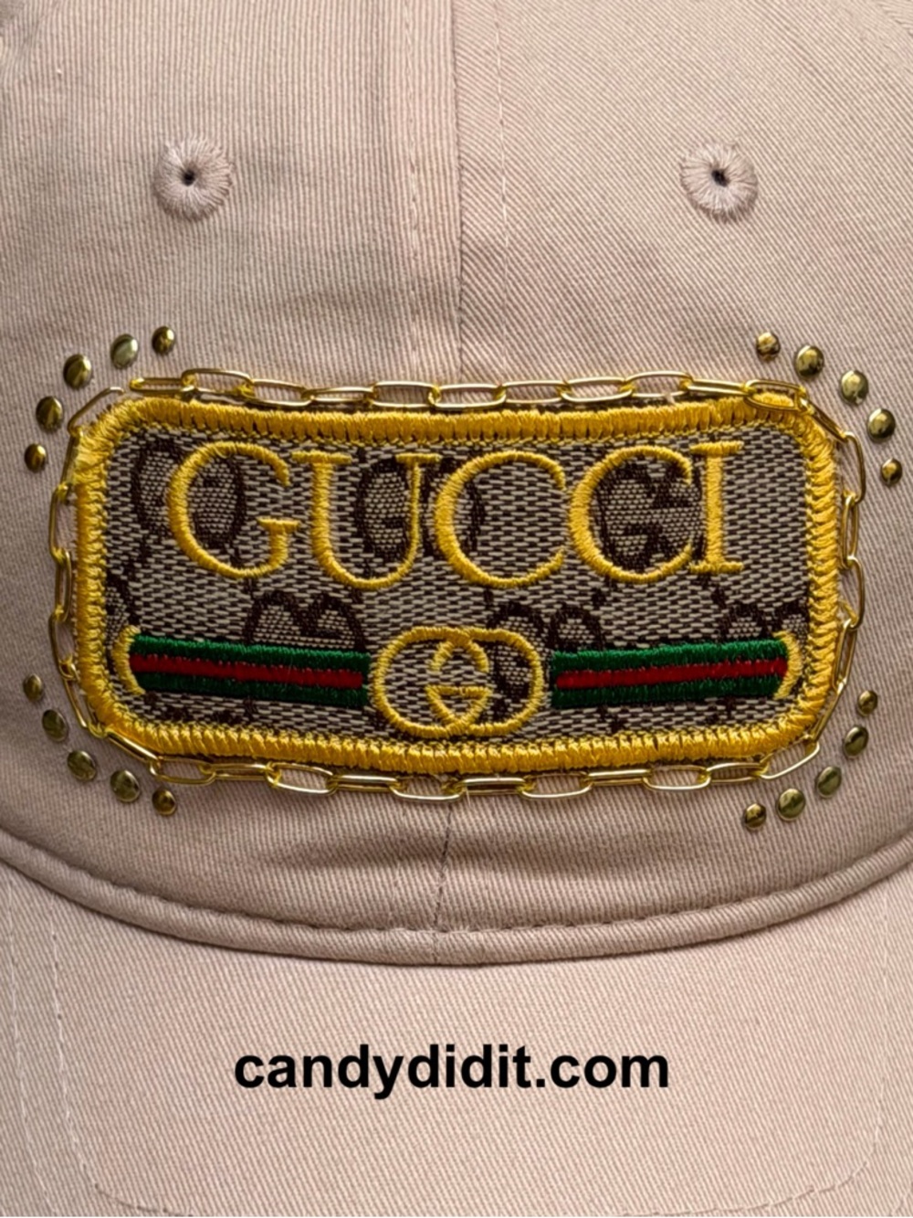 NWT Handmade Gucci Glamour Ball Cap With Chain accents - Picture 5 of 10